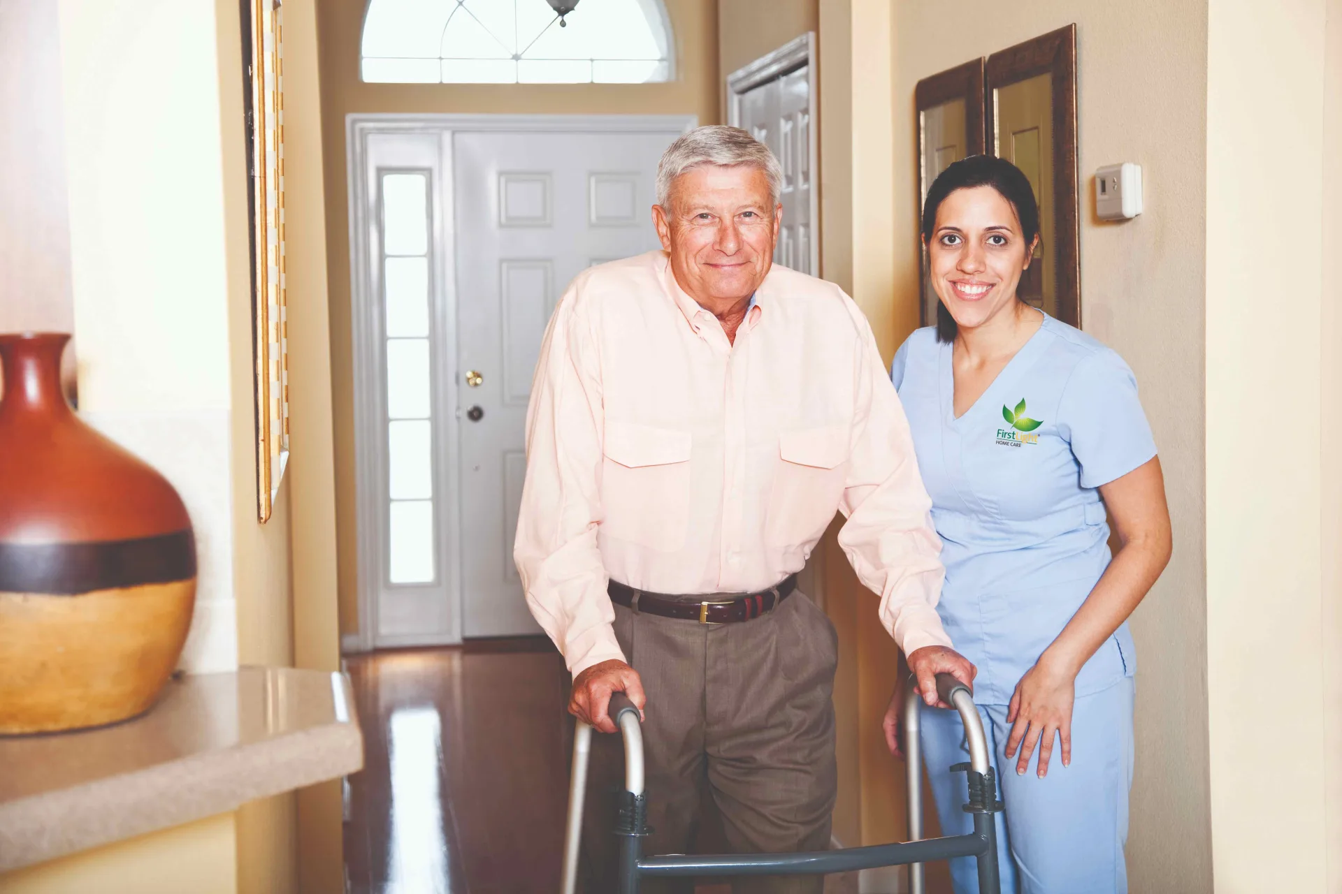 Care4Austin caregiver assisting a client during post-surgical recovery at home